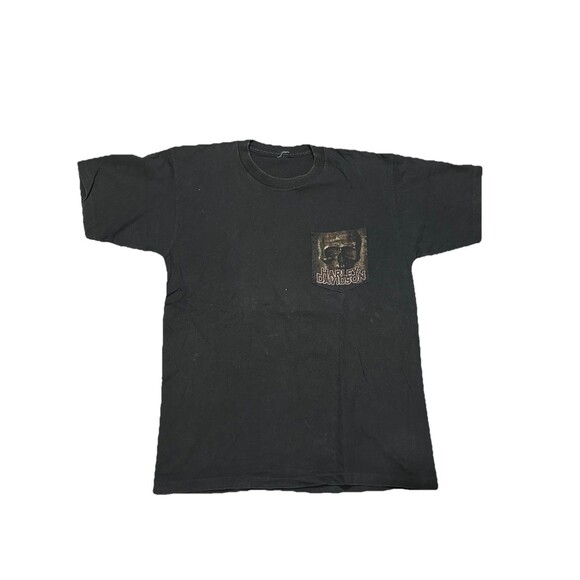 Vintage 1999 Harley Davidson Skull‎ Pocket T Shirt Double Sided Liberty USA - Picture 1 of 6